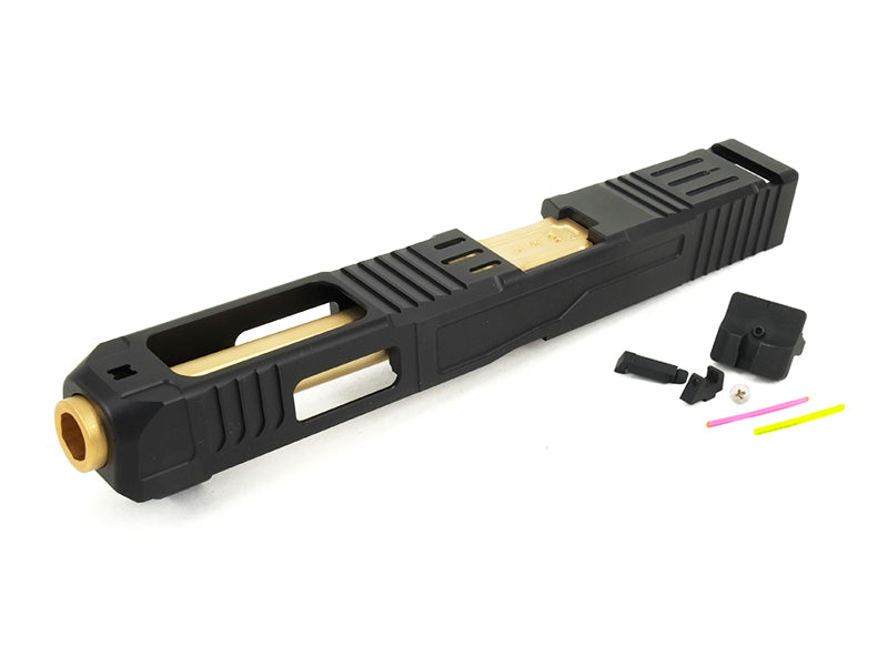 Gunsmith Bros FI-Style G34 Aluminum Slide (Black) & Stainless Barrel (Gold) Kit Set