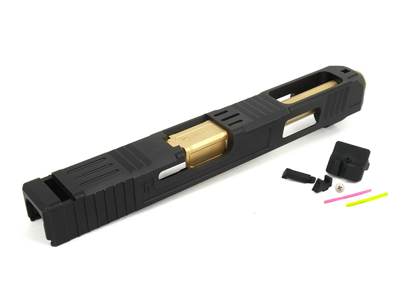 Gunsmith Bros FI-Style G34 Aluminum Slide (Black) & Stainless Barrel (Gold) Kit Set