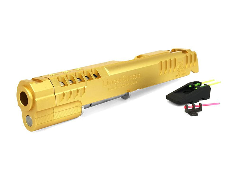 Airsoft Masterpiece LimCat Perfect Sight Standard Slide with Fiber Sights for Hi-CAPA (Gold)