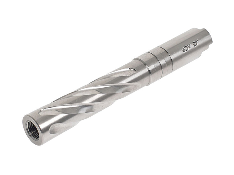 CowCow Tornado Stainless Steel Threaded Outer Barrel For TM Hi-Capa 5.1 (Silver) .45 ACP Marking