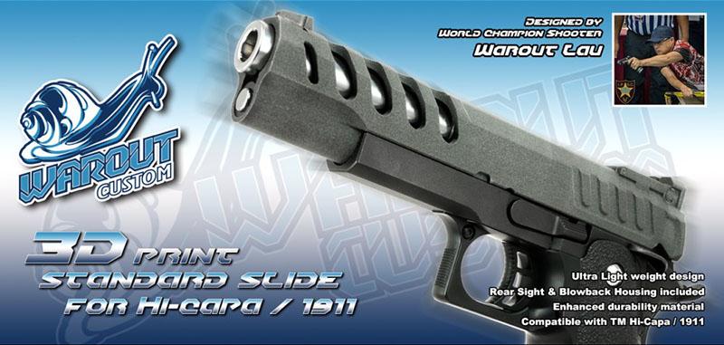 Warout Custom 3D Print Standard Slide ver.1 for Hi-CAPA / 1911 (Black)