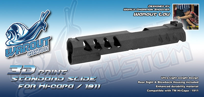 Warout Custom 3D Print Standard Slide ver.2 for Hi-CAPA / 1911 (Grey)